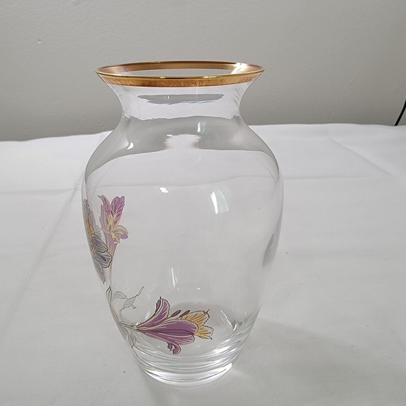 J G Durand Cristal D'Arques Crystal Enamel Lily 5" Vase France Original Box - Picture 6 of 11